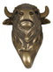 Ebros Bronzed Charging Bull Bust Wall Hook Hanger Animal Safari Trophy Taxidermy Decor