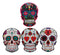 Ebros Day Of The Dead Calavera Colorful Sugar Skulls Trivet Set of Four 8"Tall Ceramic Tiles With Cork Backing Dias De Muertos Cork Trivets