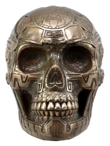 Bronze Aztec Skull Nahuatl Codices Anthropology Figurine 8"L Collectible
