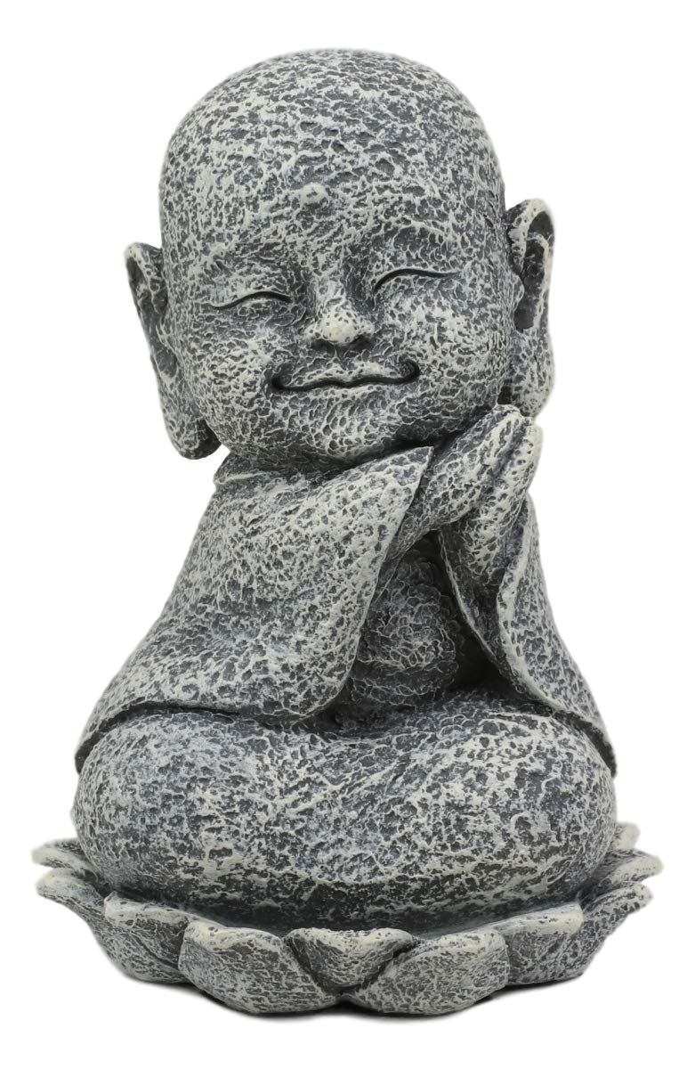 Ebros Zen Meditating Japanese Jizo Monk W/ Tilted Head On Lotus Statue 4" Tall