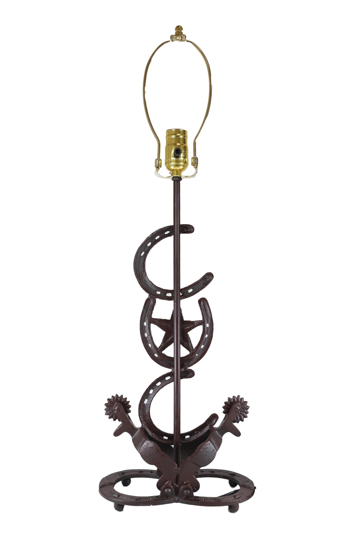 Ebros Set of 2 Cast Iron Western Horseshoes Base Desktop Table Lamps w/ Shade - Ebros Gift