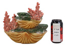 Ebros 10" Wide Colorful Nautical Ocean 2 Tier Golden Giant Clam Shell with Coral Reefs Miniature Mermaids Display Stand Statue with LED Glow Lights Fantasy Mermaid Mergirls Sirens of The Seas - Ebros Gift
