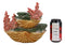 Ebros 10" Wide Colorful Nautical Ocean 2 Tier Golden Giant Clam Shell with Coral Reefs Miniature Mermaids Display Stand Statue with LED Glow Lights Fantasy Mermaid Mergirls Sirens of The Seas - Ebros Gift