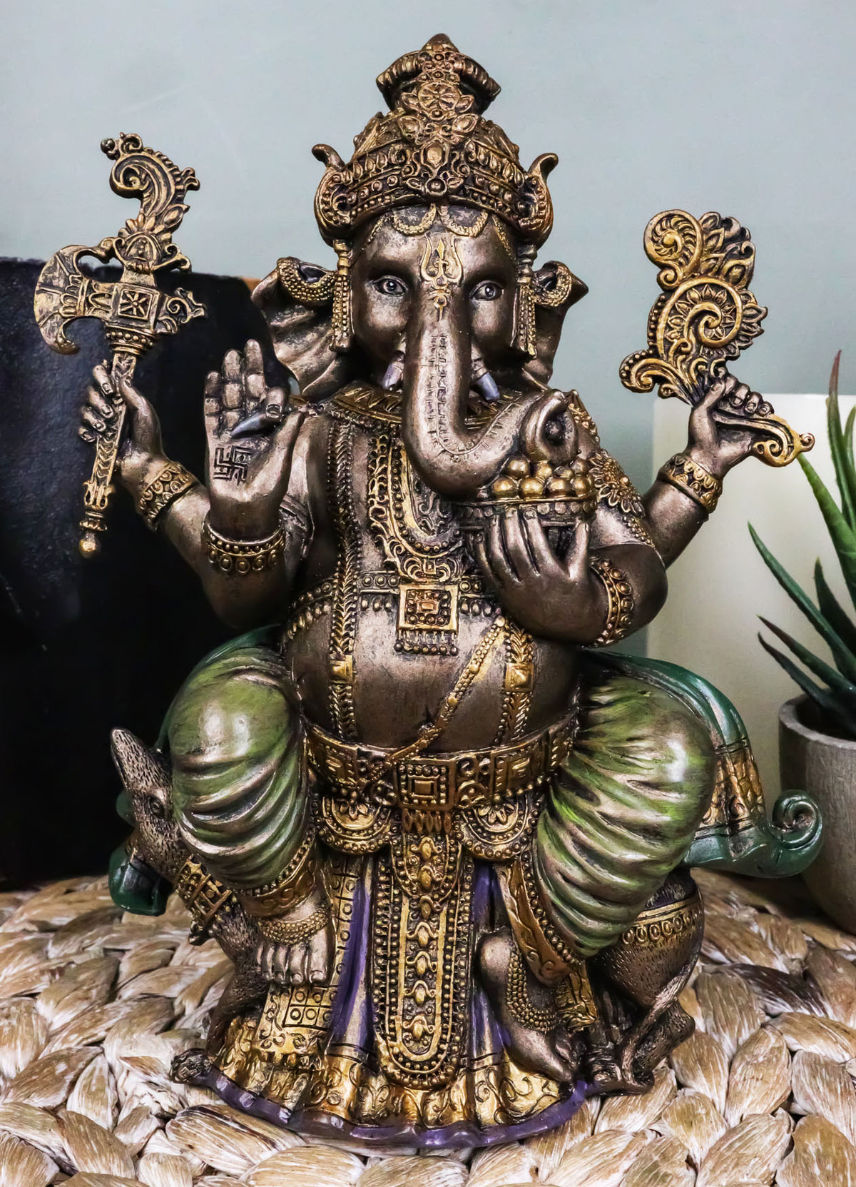 Ebros Hindu Lord Ganesha Sitting On Throne Statue Elephant God Hoysala Empire Ganapati - Ebros Gift