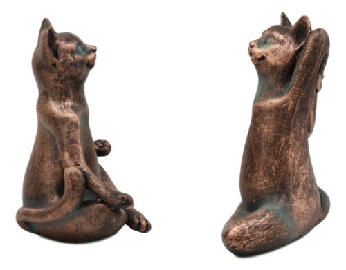 Ebros Stretching Yoga Cats Statue Set of 2 Zen Cats in Lotus Meditation and King Pigeon Poses