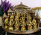 Set Of 12 Hindu God Ganesha Mini Figurines With Temple Shrine LED Display Stand