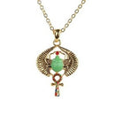 Ebros Egyptian Scarab Golden Pewter Necklace Jewelry- Mystica Collection