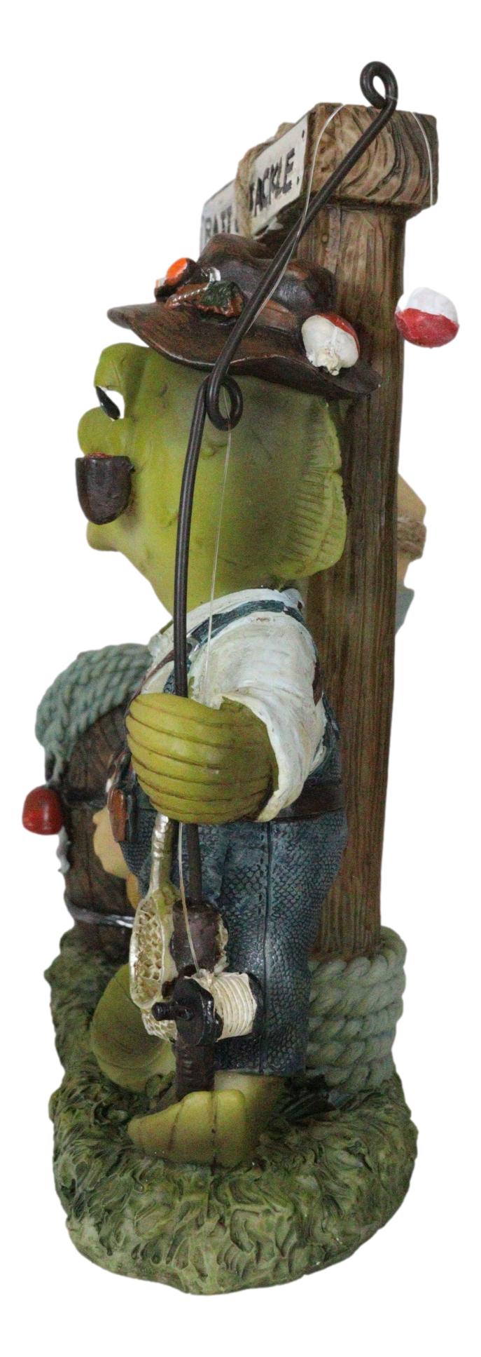Bait And Tackle Wharf Sea Bass Fish With Fishing Pole Tied Up Fisherman Figurine - Ebros Gift