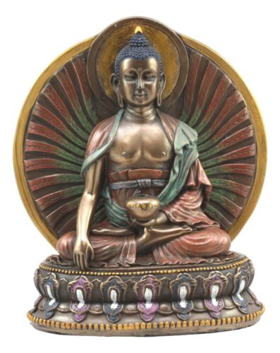 Bodhisattva Shakyamuni Meditating Buddha On Lotus Throne With Fire Sun Disc