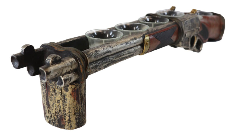 Rustic Western Hunter Rifle Gun 6 Votive Tea Light Glass Inserts Candle Holder