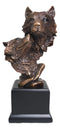 Ebros Forest Moonlight Lovers 2 Wolves Bust Bronze Electroplated Resin Statue
