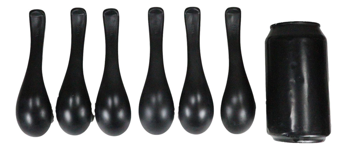 Matte Black Melamine Deep Soup Spoons Pack Of 6 Set Restaurant Supply Food Spoon