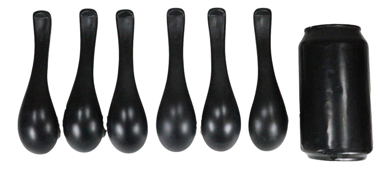 Matte Black Melamine Deep Soup Spoons Pack Of 6 Set Restaurant Supply Food Spoon