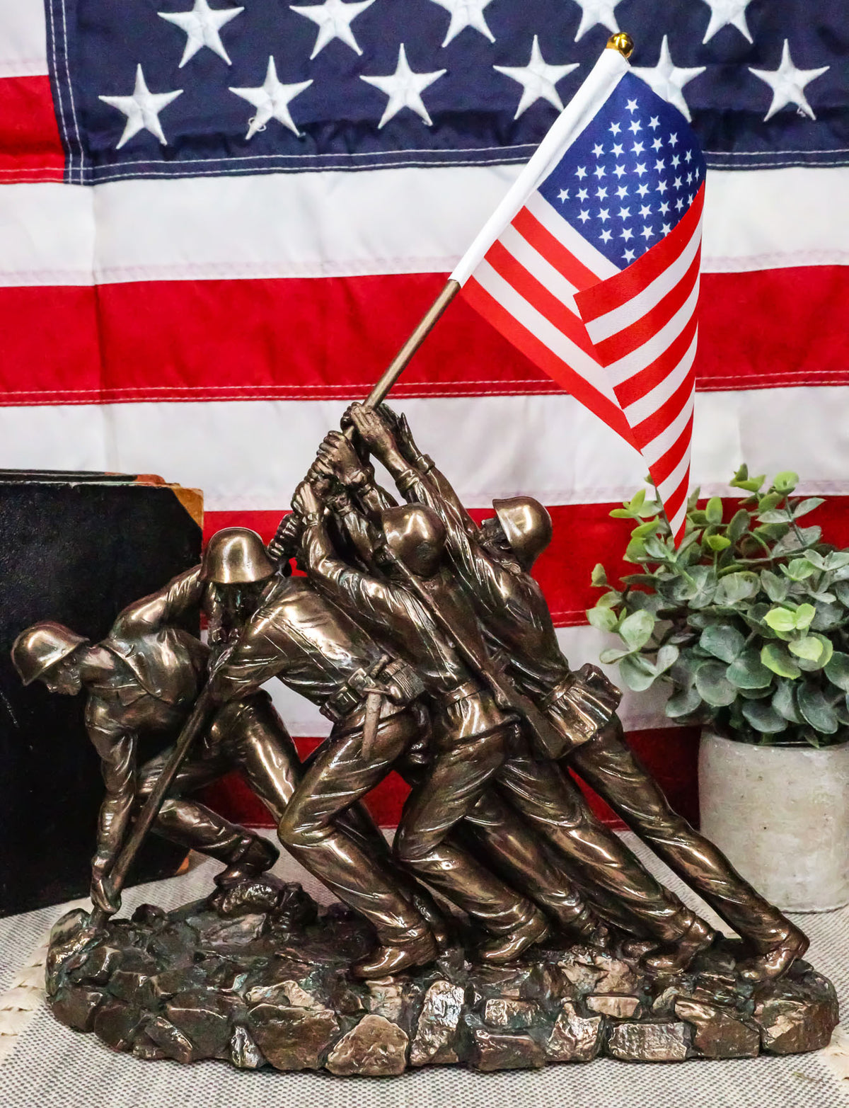 Ebros Iwo Jima 6 Marines Raising USA Flag Memorial Replica 12" Long Figurine - Ebros Gift