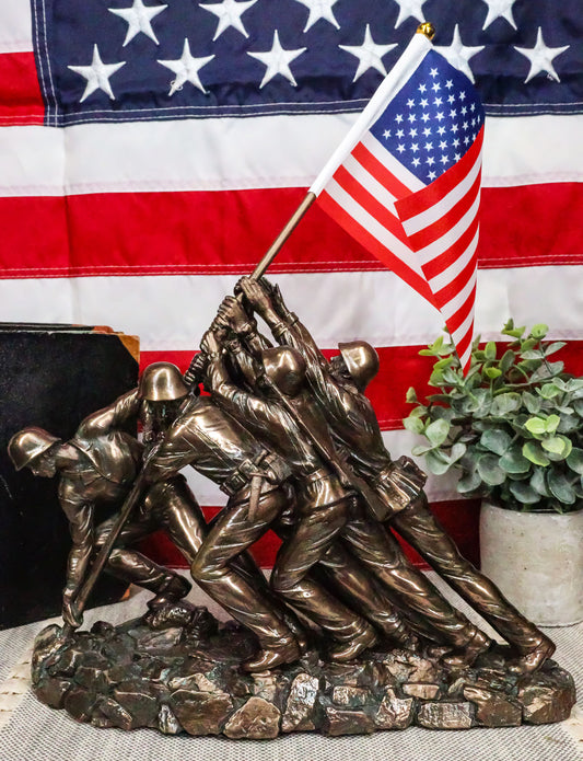 Ebros Iwo Jima 6 Marines Raising USA Flag Memorial Replica 12" Long Figurine - Ebros Gift