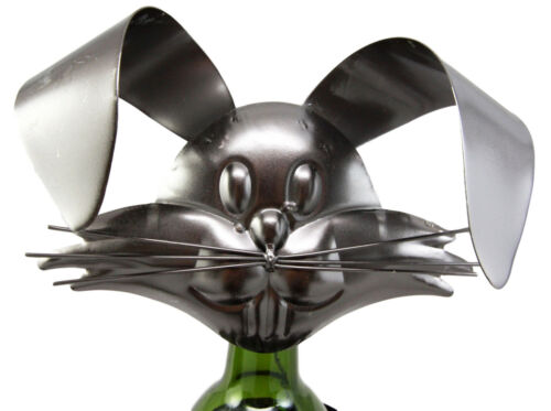 Ebros Whimsical Bunny Rabbit Holding Giant Carrot Metal Wine Bottle Holder Caddy