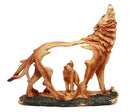 Ebros Howling Gray Alpha Wolf Figurine in Faux Wood Finish Home Decor Sculpture