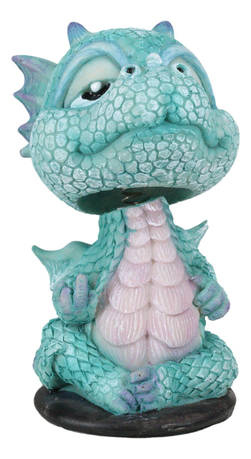 Ebros Wyrmling Baby Hatchling Blue Drake Yoga Dragon Bobblehead Figurine 4"H