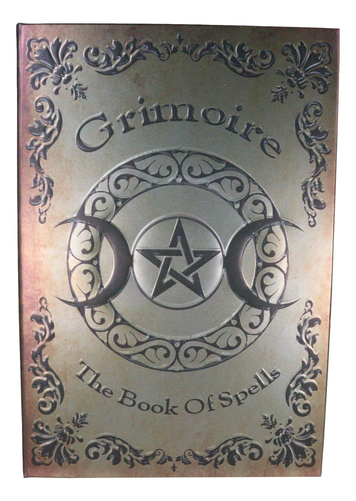 Grimoire Book Of Spells Triple Moon Pentagram Blank Page Hardcover Journal Book - Ebros Gift