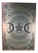 Grimoire Book Of Spells Triple Moon Pentagram Blank Page Hardcover Journal Book