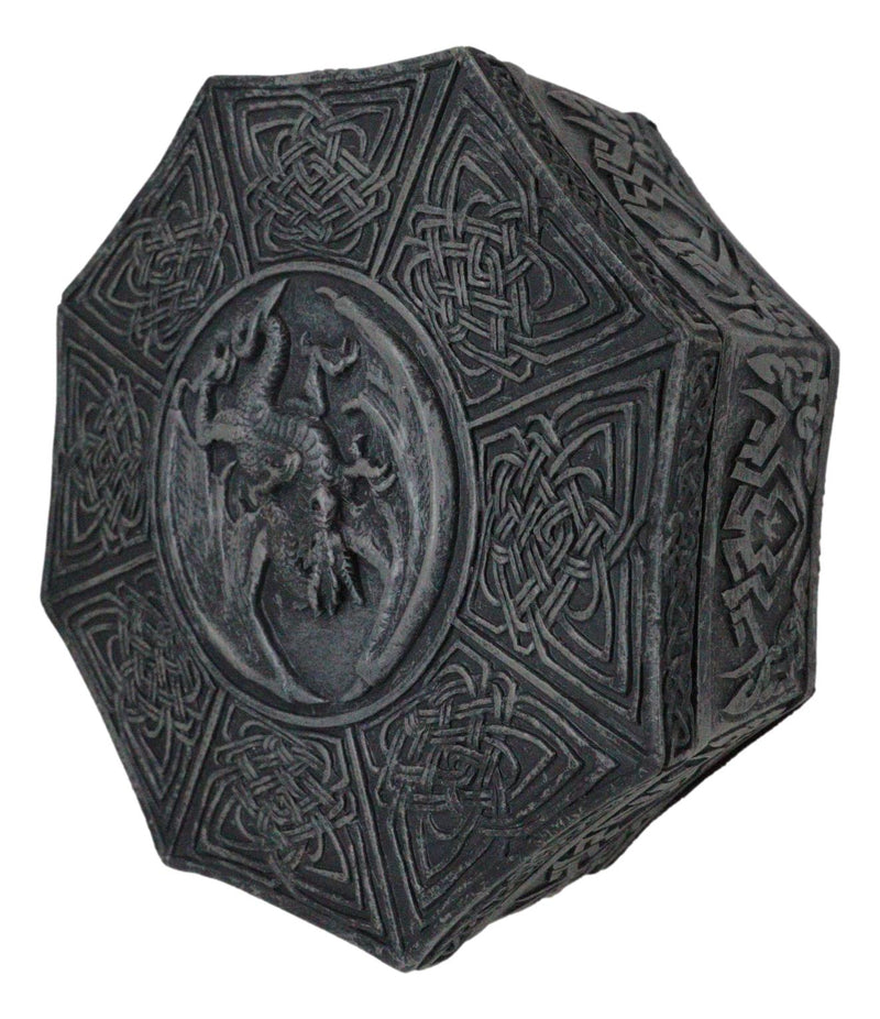 Celtic Knotwork Symbols Giant Winged Dragon Decorative Octagon Jewelry Box