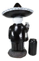 Day Of The Dead Skeleton Mariachi Singer Statue With Solar Powered Lantern LED