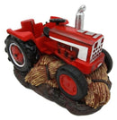 Vintage Country Farm Agriculture Red Tractor Salt Pepper Shakers Holder Figurine