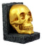 Pirate's Treasure Golden Skull Bookends Set 7"H Medieval Floral Gothic Statue