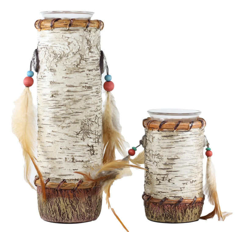 Southwestern Dreamcatcher Turquoise Feather Tea Light Votive Candle Holders Set