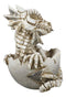 Ebros 4.5" Long Skeleton Bone Wyrmling Dragon Hatchling From Egg Statue Figurine - Ebros Gift