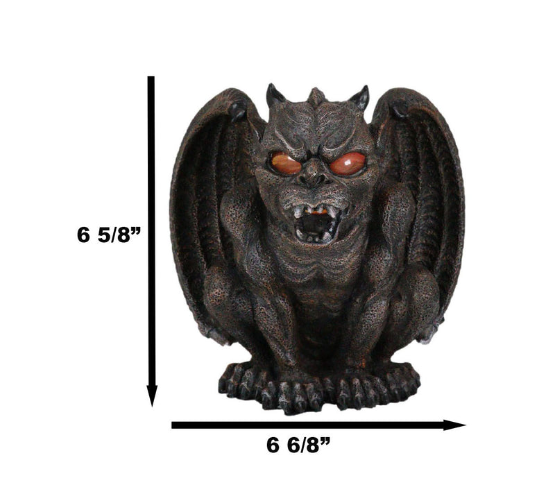 Gothic Winged Vampire Gargoyle With Translucent Eyes Candle Holder Figurine