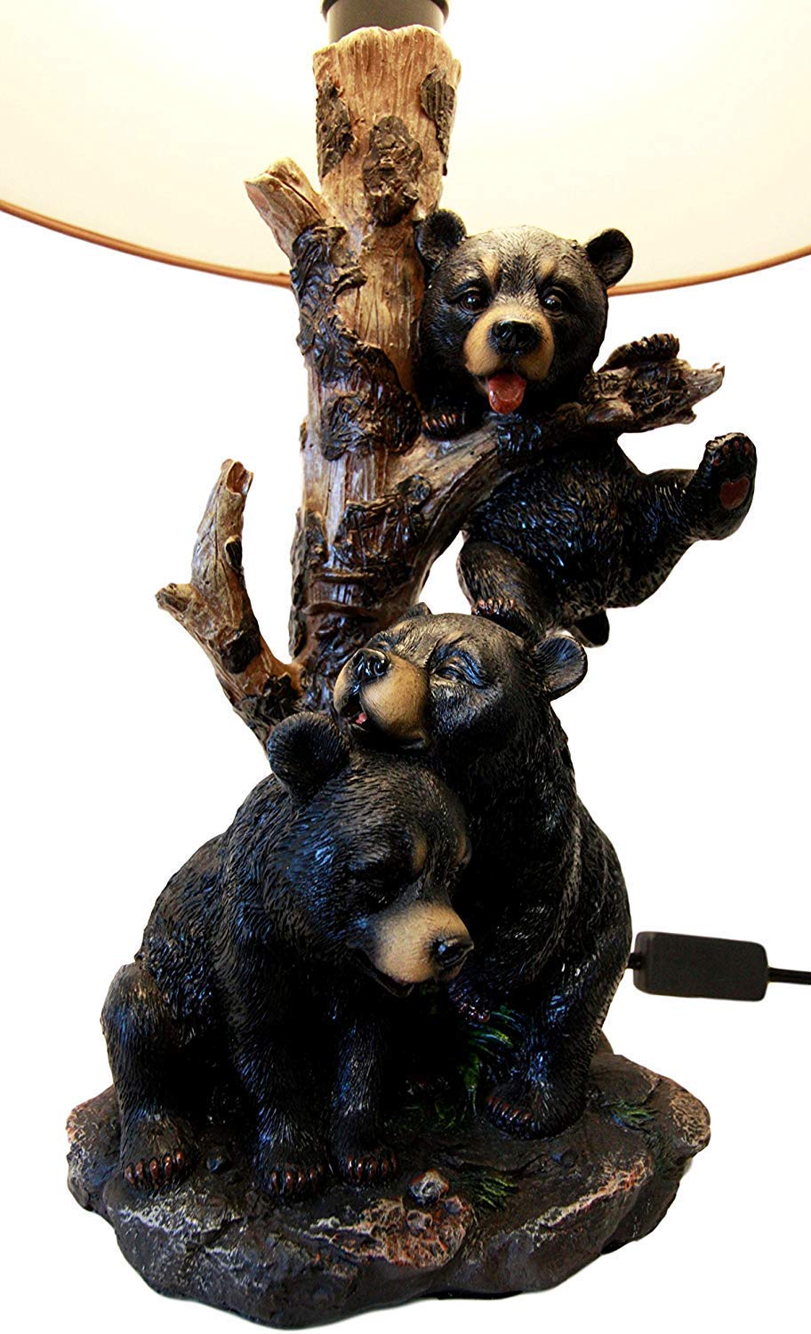 Ebros Climbing Black Bear Cubs Table Lamp With Bear Shade Desk Lamp (Set of 2) - Ebros Gift