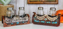 Pack of 2 Western Turquoise Gems Horse Saddle Salt and Pepper Shakers Holders