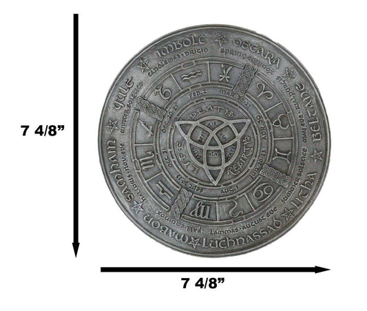 Celtic Trinity Triquetra Knot With Wicca Symbols Wheel of The Year Wall Plaque - Ebros Gift
