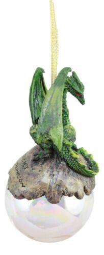 Ebros Ruth Thompson Lord of The Forest Dragon Perching On Glass Ball 5" H Ornament Figurine