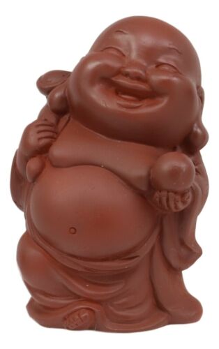 Laughing Buddha With Wisdom Pearl Feng Shui Bodhissatva Maitreya Mini Figurine - Ebros Gift