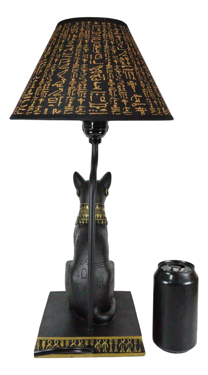 Ebros Egyptian Goddess Of Home Bastet Cat Table Lamp Sculpture With Hieroglyphic Shade