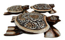 Balinese Wood Handicrafts Polkadot Shell Turtle Family Ashtray Box Figurine Set