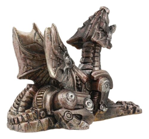 Small Roaring Proton Steampunk Cyborg Dragon Statue Mechanical Robotic Dragon