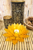 Tangerine Capiz Seashells Lotus Flower Votive Tea Light Candle Holder 8.5"D
