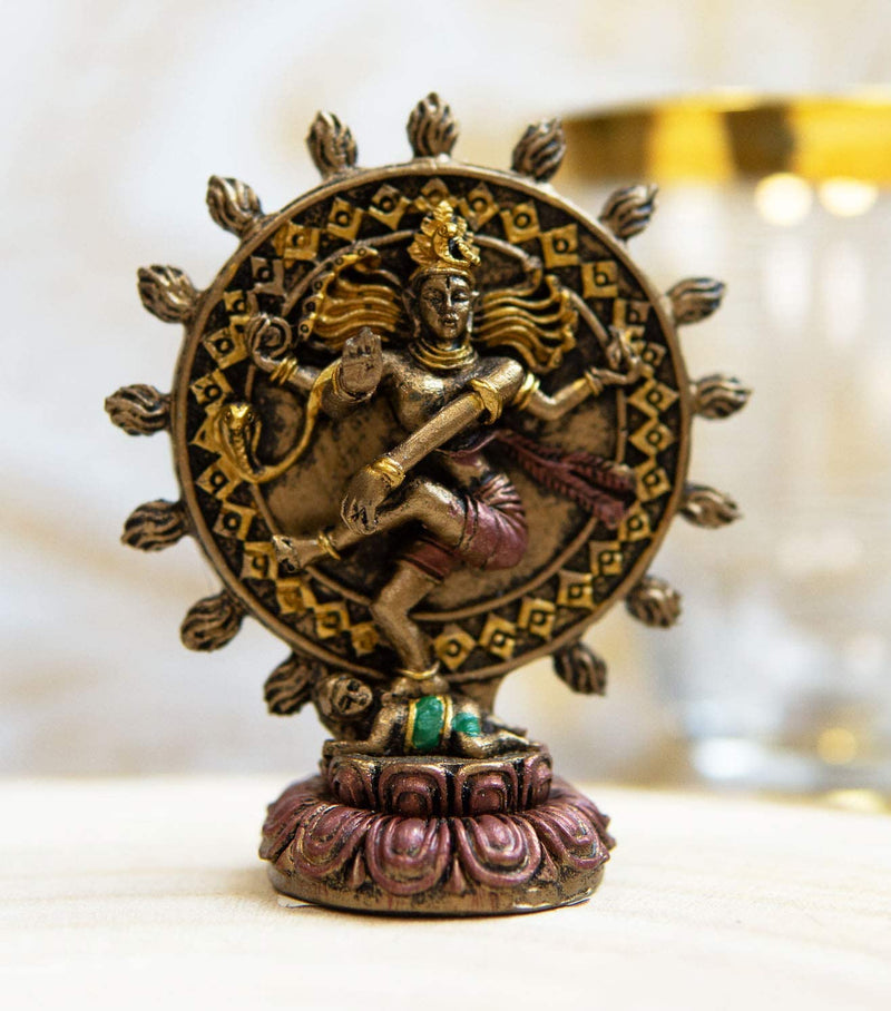 Ebros Vastu God Lord Shiva Nataraja Fire Wheel Cosmic Dance Miniature Figurine