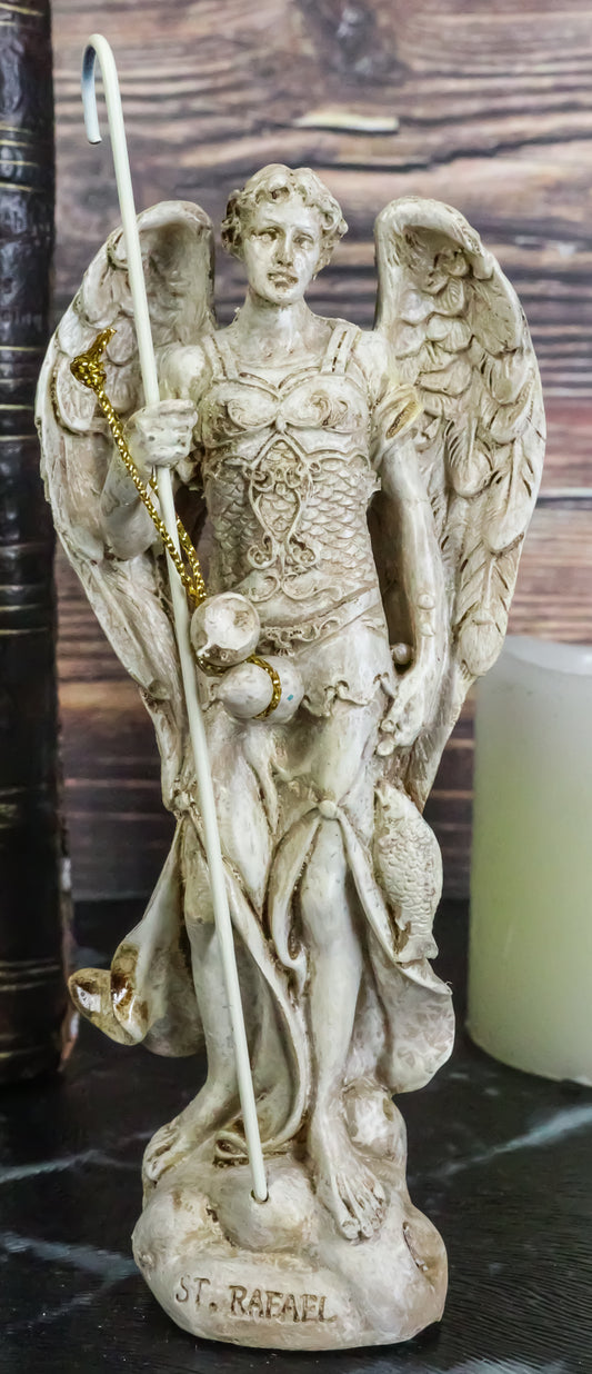 Holy Archangel Saint Raphael Pennance Sacrament Healing Of God Figurine 5" Tall - Ebros Gift