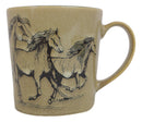 Ebros Rustic Western Wild Running Horses Abstract Art Coffee Tea Drinking Mug