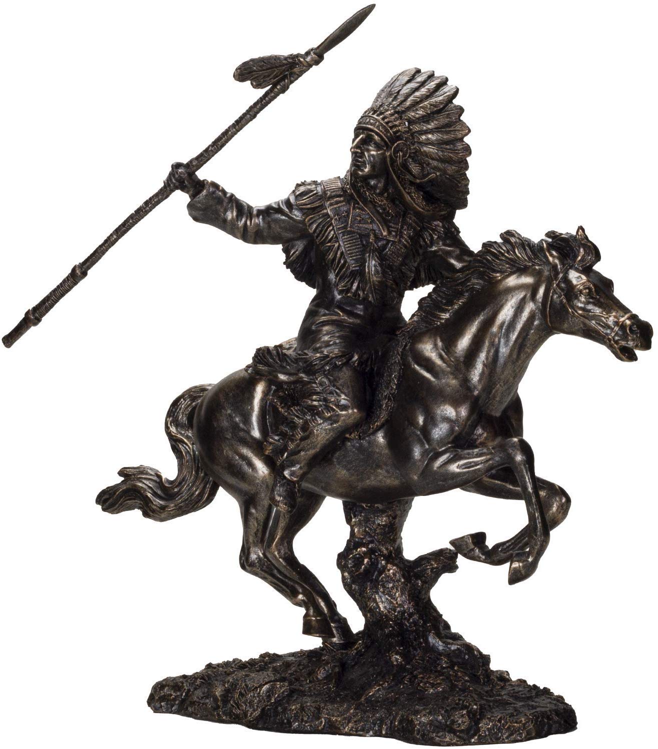 Ebros Western American Indian Warrior Riding Horse with Spear 13 inche ...