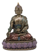 Ebros Akshobhya Bhaiṣajyaguru Medicine Buddha of Healing and Purity Meditating Figurine in Faux Bronze Patina for Home Altar Zen Decoration Eastern Enlightenment Amitabha Buddhist Statue Feng Shui