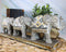 Ebros Feng Shui 3 Silver Geometric Elephants Statue W/ Tapestry Blanket Design