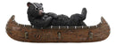 Ebros Large Whimsical Rustic Black Bear with Sunglasses River Cruising On Canoe 3 Pegs Wall Hooks 17" Long Hanger Forest Jungle Wall Mount Coat Hat Keys Hook Decor Hanging Sculpture Plaque Figurine