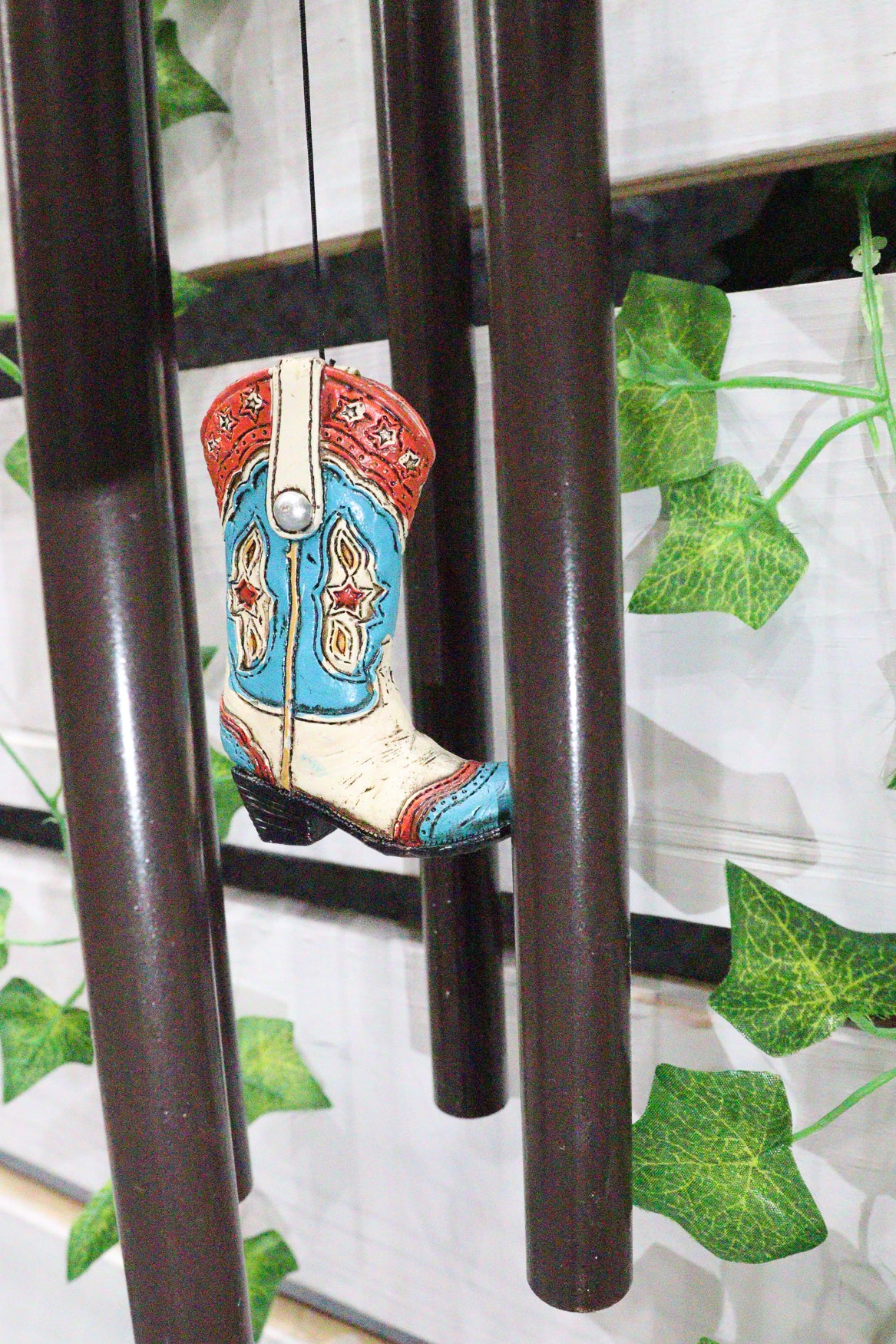 Western Country Rustic Floral Horse Saddle Cowboy Boot Decorative Wind Chime