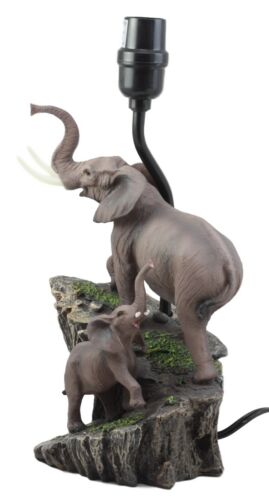 Migration Of The Majestic Elephant Family Safari Desktop Table Lamp Statue Decor - Ebros Gift