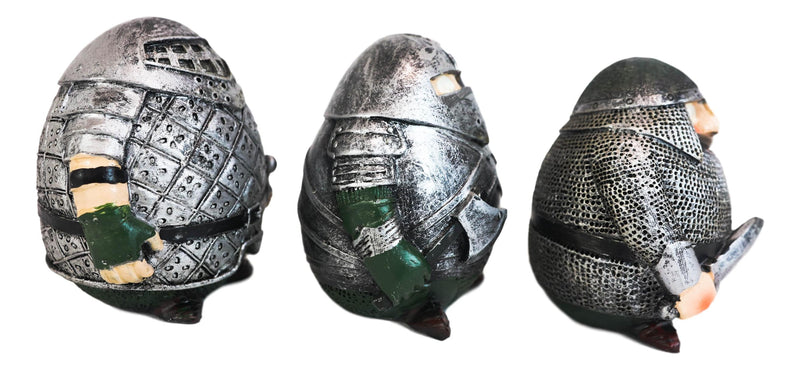Fat Chibi Medieval Gladiator Knights With Sword Axe And Shield Figurine Set of 3